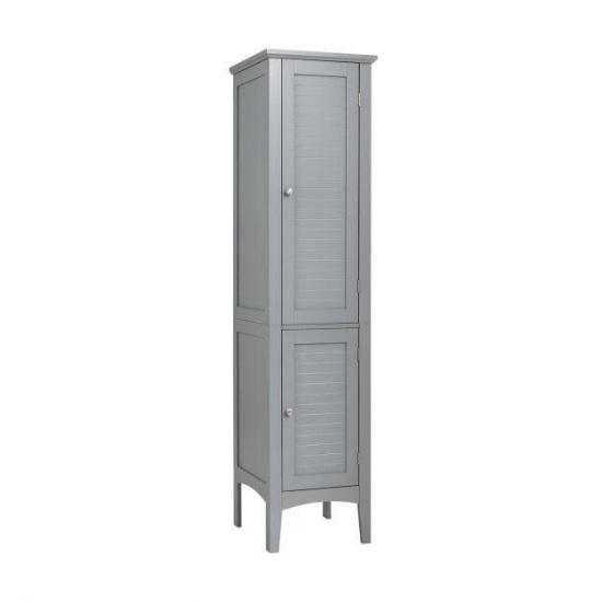 2door, 160 cm High Freestanding Bathroom Cabinet with 5-Tier Shelves