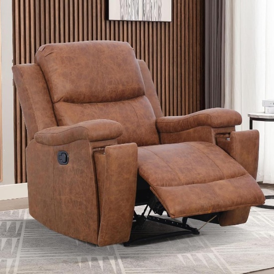 EBELLO Recliner Chair, Single Overstuffed Sofa Recliner - Brown