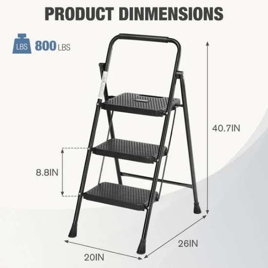 Foldable 3-Step Non-Slip Ladder