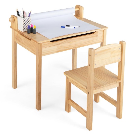 Costway Kids Art & Crafts Table with Paper Roll Holder