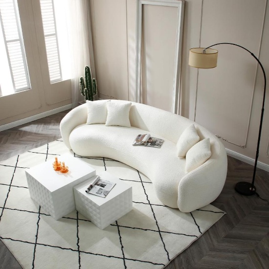 102'' 5-Seater Boucle Sofa #MOON-SOFA-102 - White