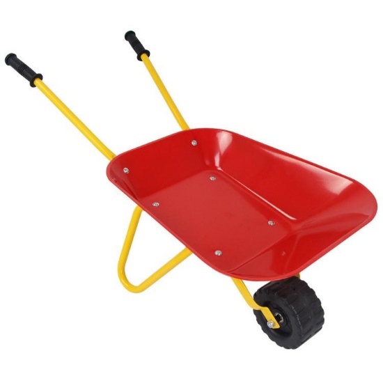 Outdoor Garden Backyard Play Toy Kids Metal Wheelbarrow - Red