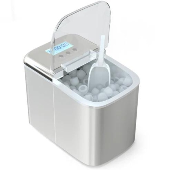 Costway Stainless Steel Ice Maker Machine Countertop 26Lbs/24H Self-Clean