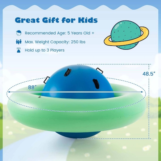 7.5 Foot Giant Inflatable Dome Rocker Bouncer with 6 Built-in Handles for Kids-Blue | Green