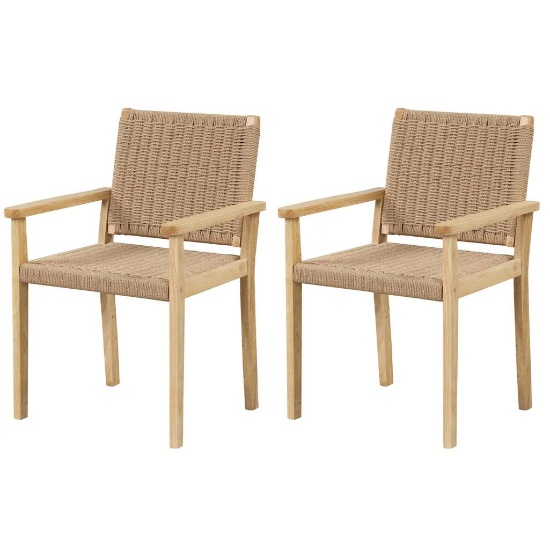 Costway Indoor Outdoor Wood Chair Set of 2
