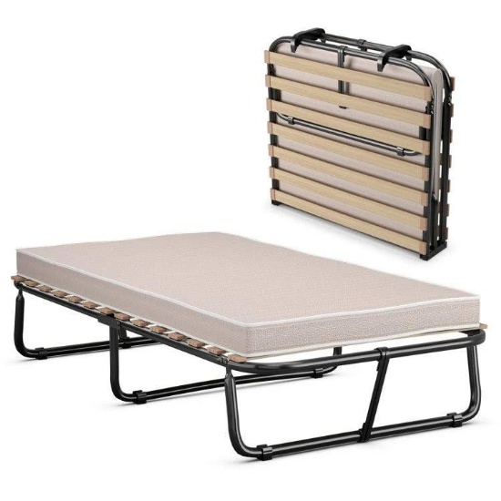 75 x 31.5 Inch Folding Guest Bed with Memory Foam Mattress for Adult
