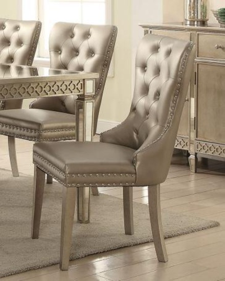Acme Furniture 72157 Kacela Side Chair (Set-2), PU & Champagne