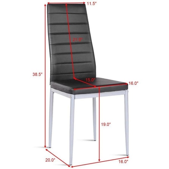 Costway Set of 4 PU Leather Dining Side Chairs Elegant Design - Black
