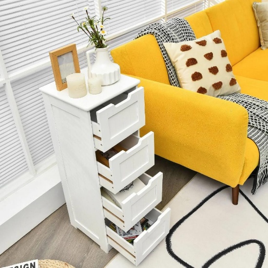 Costway Storage Organizer w/ 4 Drawers - White