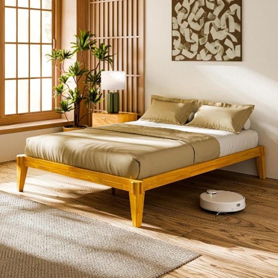 Chalipa 14Inch Queen Bed Frame - Minimalist & Modern Style, Natural