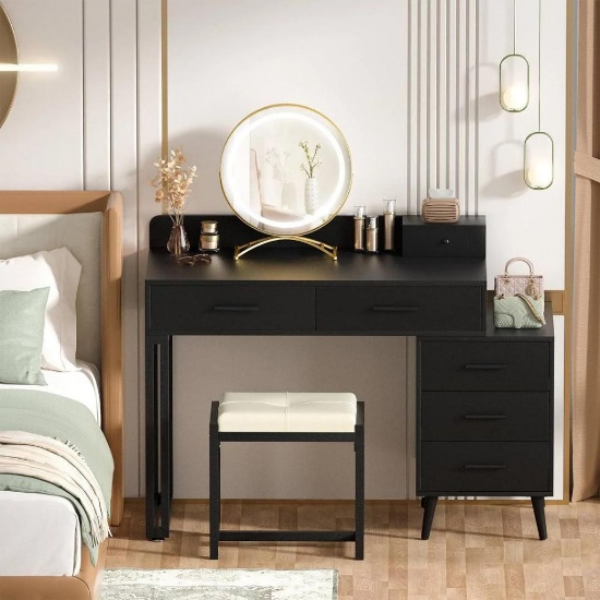 Grosmark Makeup Vanity Desk with Stool and LED Mirror Mercer41