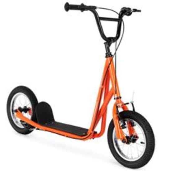 Height Adjustable Kid Kick Scooter with 12 in. Air Filled Wheel, Orange
