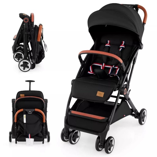 INFANS Lightweight Baby Stroller, One-Hand Gravity Fold, Black