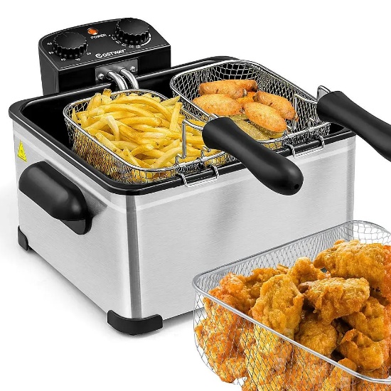 Costway Electric Deep Fryer 5.3QT/21-Cup 1700W- Black/Silver