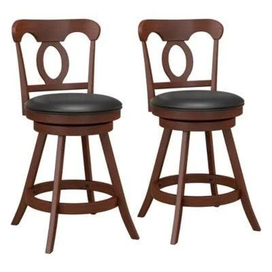 Costway Set of 2 Bar Stools 24'' Swivel Counter Height Chairs with Footrest - Espresso