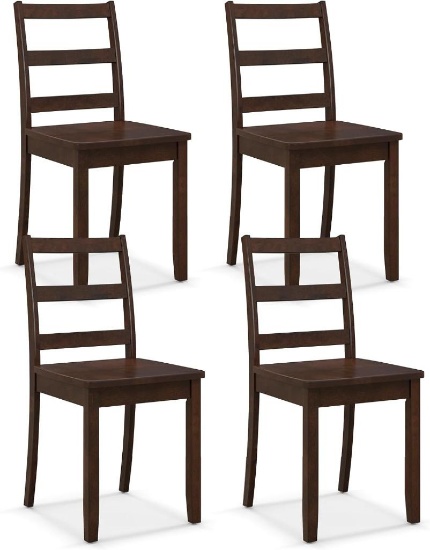 Costway Set of 4 Wood Dining Chairs - Brown #JV10848-4
