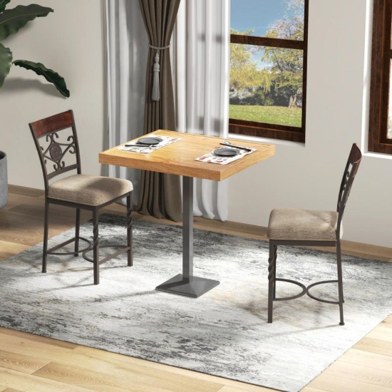 25" Bar Stools with Metal Frame & Soft Sponge Seat - Brown - Set of 2 #JV10987BN-2