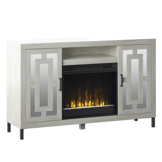 Twin Star Home TV Stand for TVs up to 60" w/ 4,600BTU Electric Fireplace and Mirrored Cabinet Doors