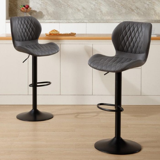 Swivel Upholstered Adjustable Height Counter Stool with Metal Frame (Set of 2)