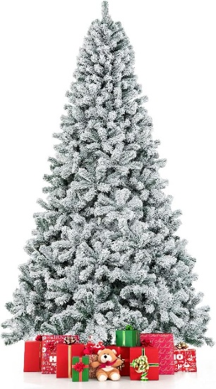 COSTWAY 9 FT Snow Flocked Christmas Tree