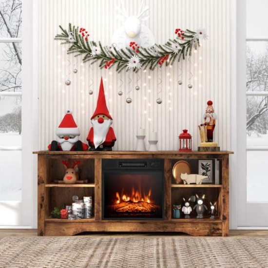 58 in. TV Stand for Flat Screen Up to 65 in. TV with 18 in. Electric Fireplace Heater 4777BTU