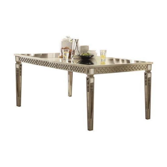 Acme Furniture Kacela Dining Table In Mirror And Champagne