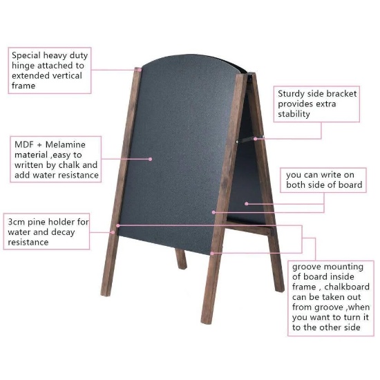 Goplus 40" Wood A-Frame Chalkboard Sign Menu Board Sidewalk Wedding Signage