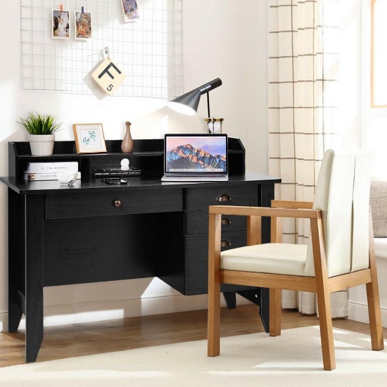 Costway Computer Desk PC Laptop Writing Table Workstation Student Study Furniture - Black