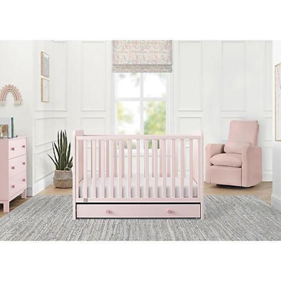 BabyGap by Delta Children Graham 4-in-1 Convertible Crib With Storage Drawer - Blush Pink/Dark Pink
