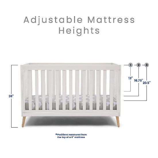 Delta Children Essex 4-in-1 Convertible Baby Crib Bianca White/Natural Legs
