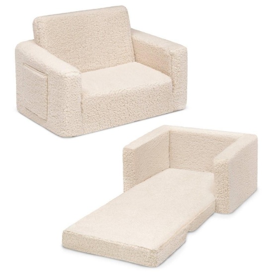 Delta Children Kids' Cozee Flip-Out Sherpa 2-in-1 Convertible Chair