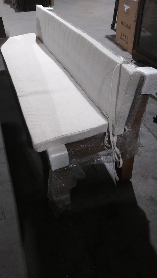 Brown Bench w/ White Cushions