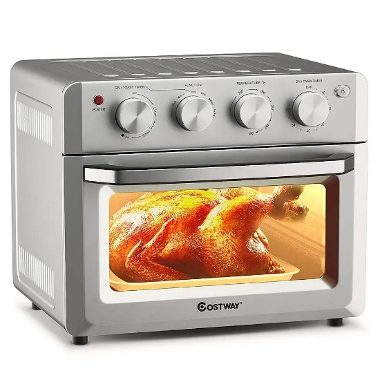 Costway - 7-in-1 Air Fryer Toaster Oven 19 QT Dehydrate Convection Oven - Silver