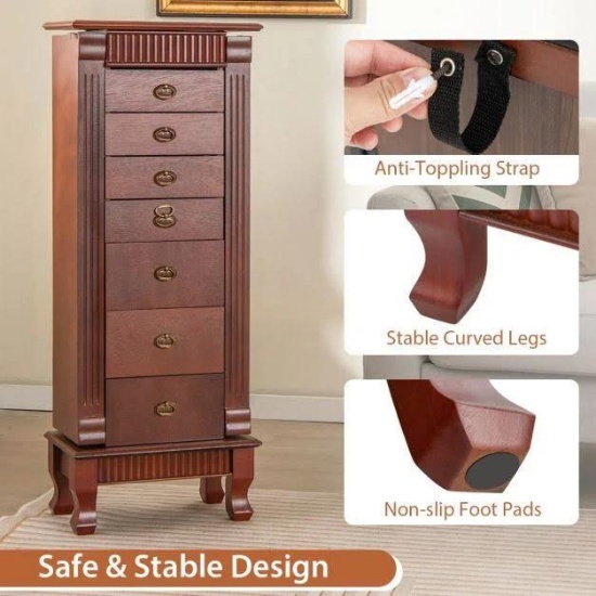 Costway Jewelry Armoire Cabinet Standing Jewelry Storage Organizer