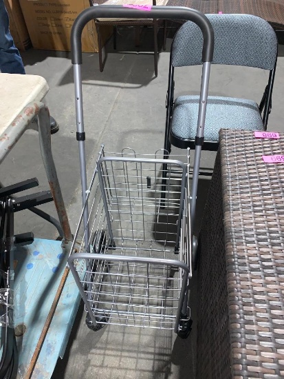 Foldable Shopping Trolley/Basket w/ Wheels - Black