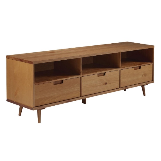 Sadie 70" Solid Wood Ivy Caramel Three-Drawer TV Cabinet