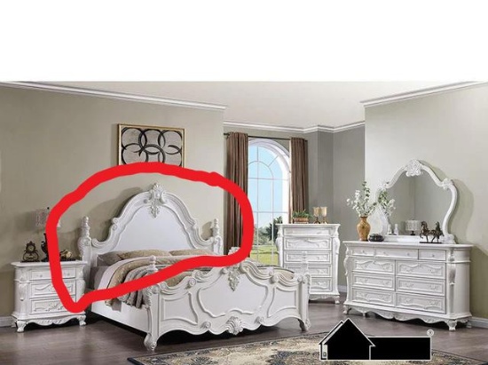 Francione White Queen Bed Headboard ONLY (See Photos For Further Info)