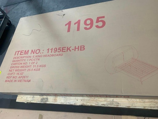 E.KING/CALKING HEADBOARD (ONLY) - 1195EK-HB - Grey Fabric