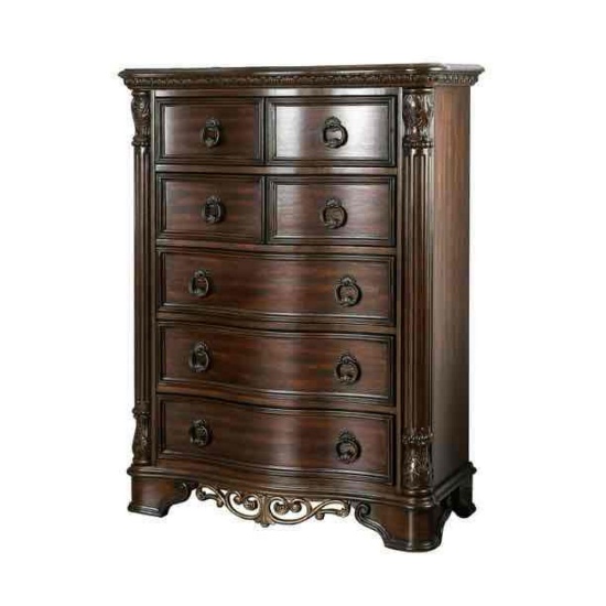 Furniture of America Davidson Traditional 5-Drawer Chest, Brown Cherry