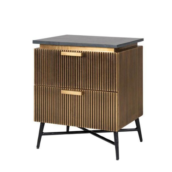 Bedside Cabinet Ironville 2-drawers - Gold/Black