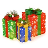 Costway 3-PC Indoor/Outdoor Christmas Gift Box Decoration w/ 52 LED Lights