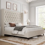 Duluth Tufted Upholstered Low Profile Platform Bed - White