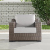 Wicker Outdoor Manhattan Patio Arm Chair with Cushion CM1005BR-BG-AC - Brown/Beige