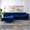 Noam 2 Piece Velvet Sectional, Blue Velvet - 32'' H X 101'' W X 83'' D