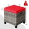 Costway Patio Rattan Cushioned Ottoman Seat Foot Rest Table - Red
