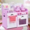 Costway Kids Wooden Play Set Kitchen Toy Strawberry Pretend Cooking Playset