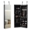 Jewelry Cabinet with Mirror and LED Light Multiple Storage, with Door Hooks, 120 x 36 x 10 cm, Black