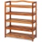 5-Tier Acacia Wood Shoe Rack with Side Metal Hooks