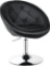 Modern Adjustable Swivel Round PU Leather Chair, Black
