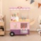 Kids Ice Cream Truck Pretend Play Set for Toddlers with Vending Machine, Pink